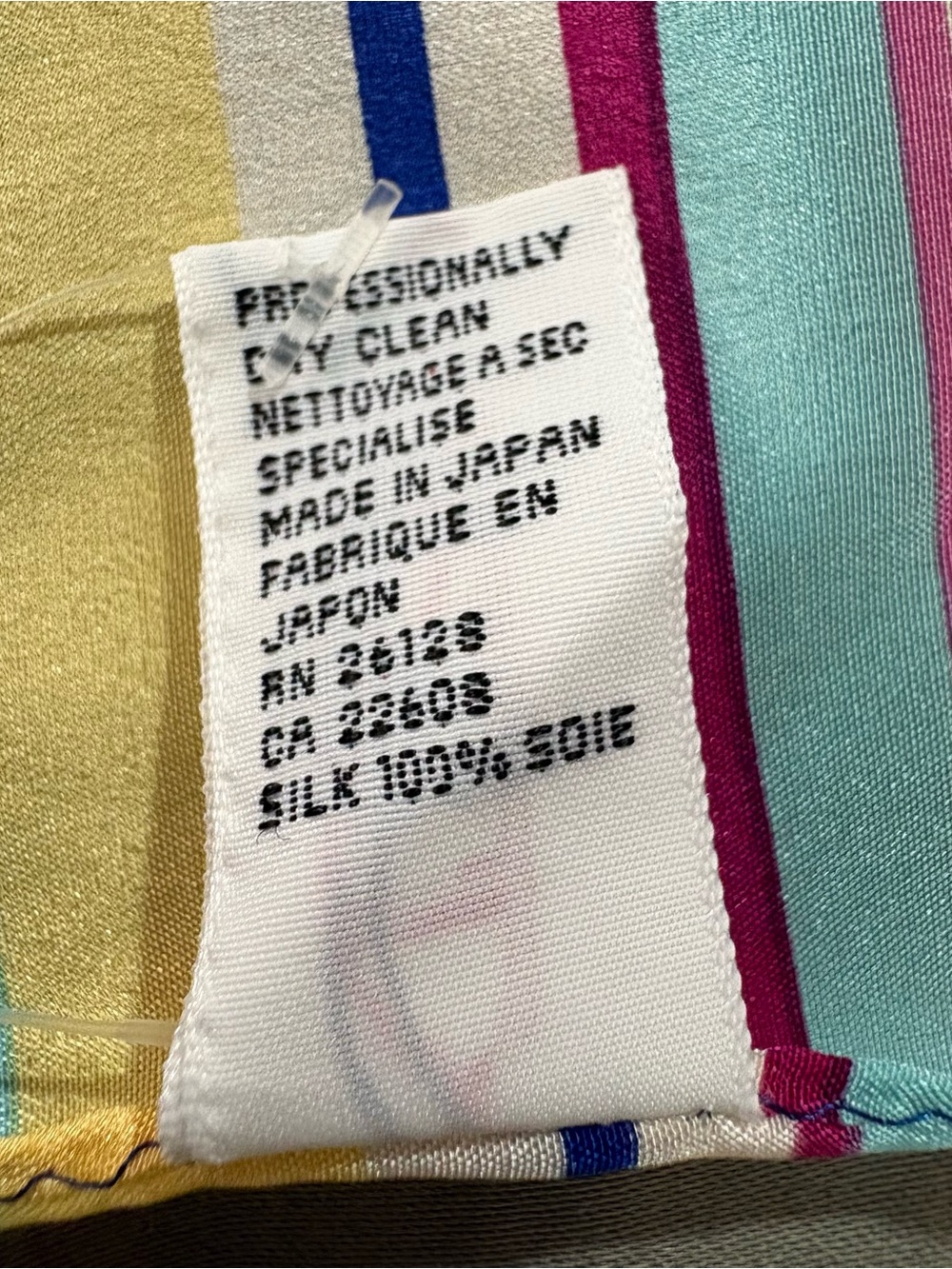 Talbots Silk Striped Neck Scarf - Pink, Blue, Yellow, White, NWT - Picture 6 of 7